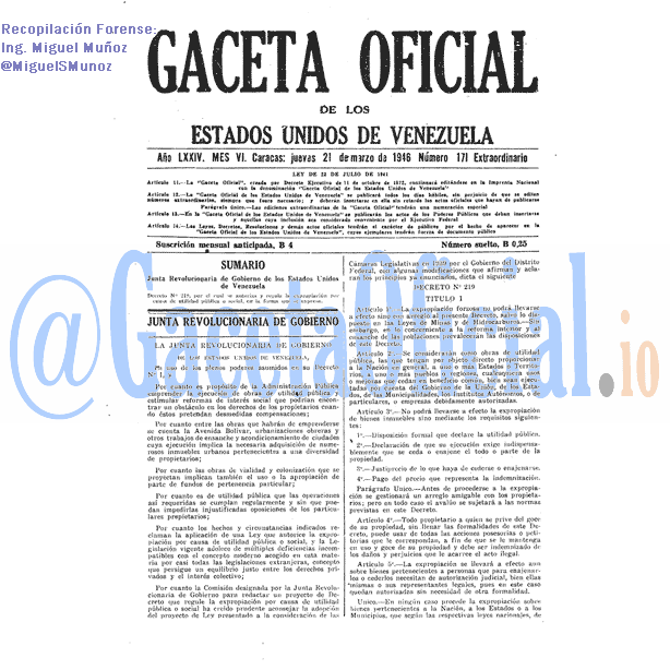 Gaceta Oficial 171 del 21 Marzo 1946