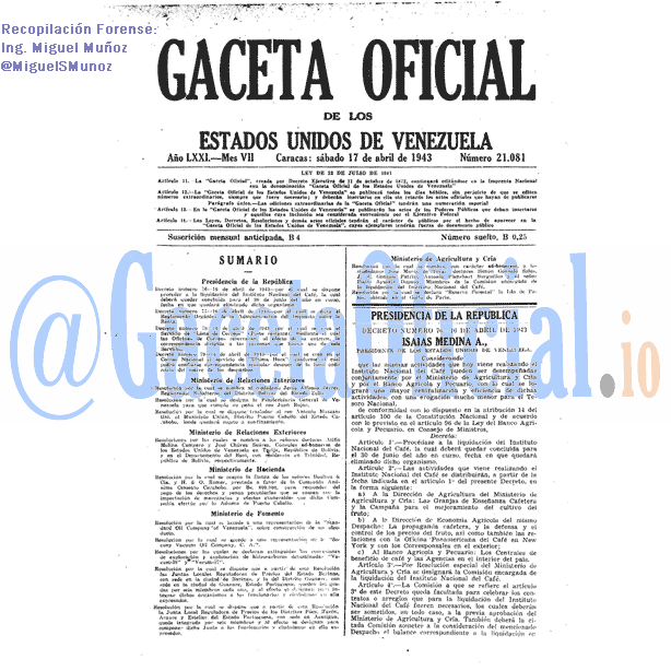 Gaceta Oficial 21081 del 17 Abril 1943