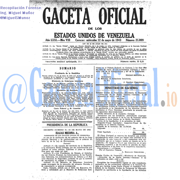 Gaceta Oficial 21099 del 12 Mayo 1943