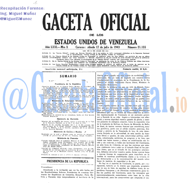 Gaceta Oficial 21155 del 17 Julio 1943