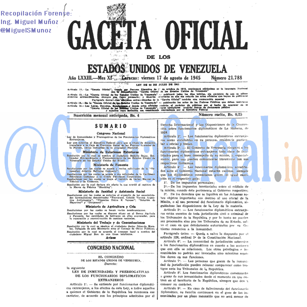 Gaceta Oficial 21788 del 17 Agosto 1945