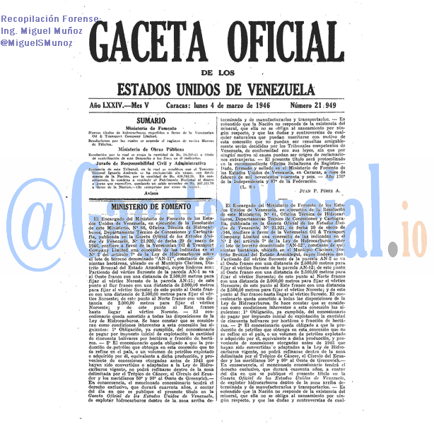 Gaceta Oficial 21949 del 4 Marzo 1946