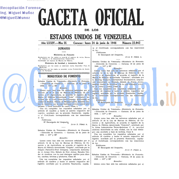 Gaceta Oficial 22042 del 24 Junio 1946