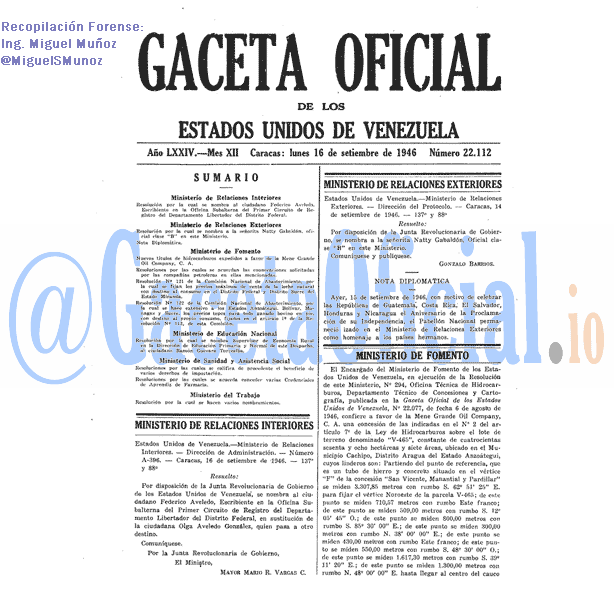 Gaceta Oficial 22112 del 16 Septiembre 1946