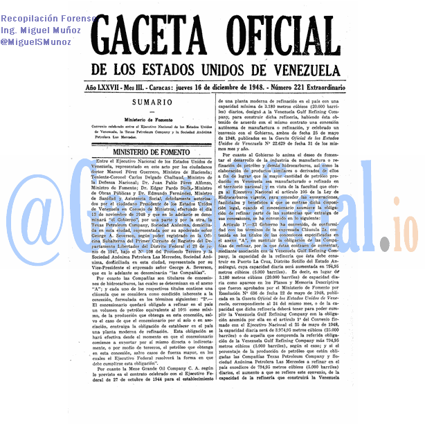 Gaceta Oficial 221 del 16 Diciembre 1948