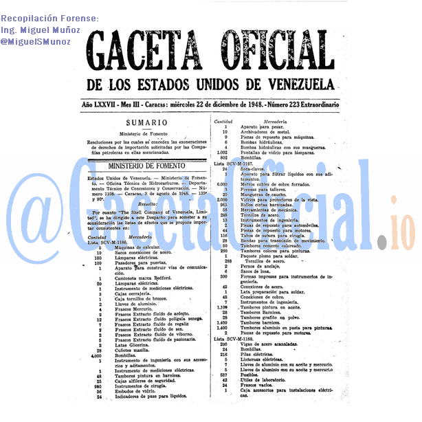 Gaceta Oficial 223 del 22 Diciembre 1948
