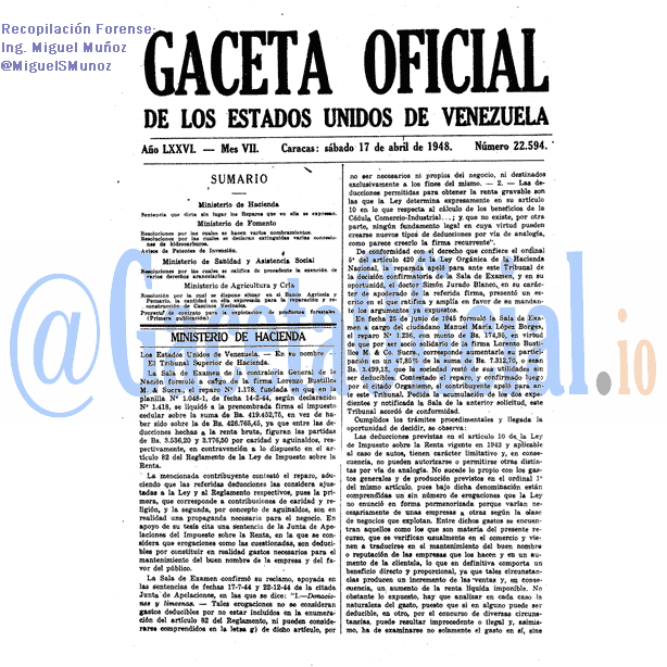 Gaceta Oficial 22594 del 17 Abril 1948