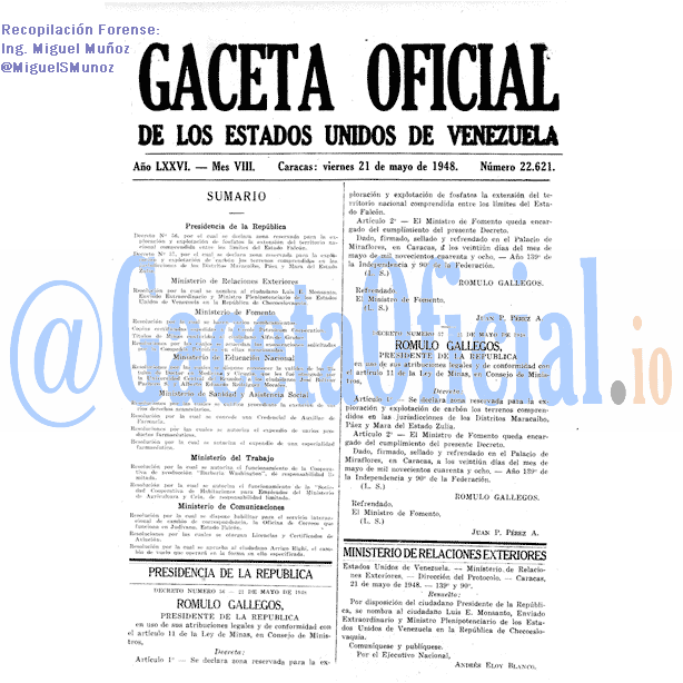 Gaceta Oficial 22621 del 21 Mayo 1948