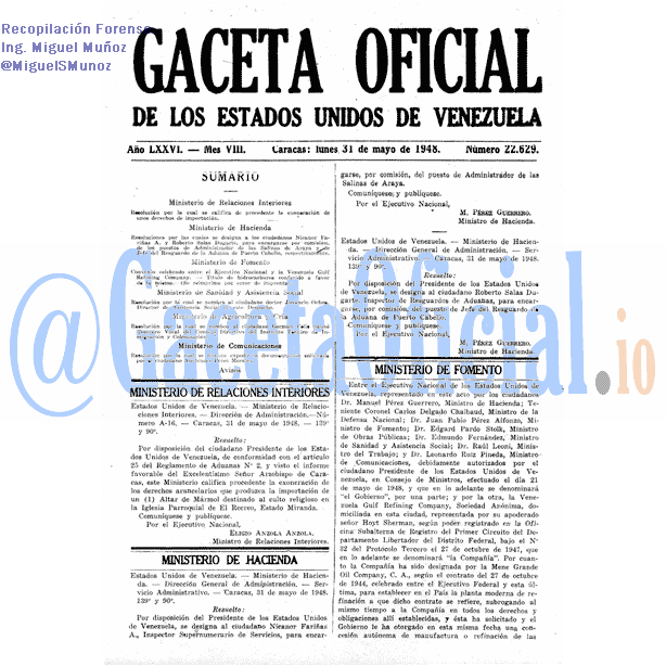 Gaceta Oficial 22629 del 31 Mayo 1948