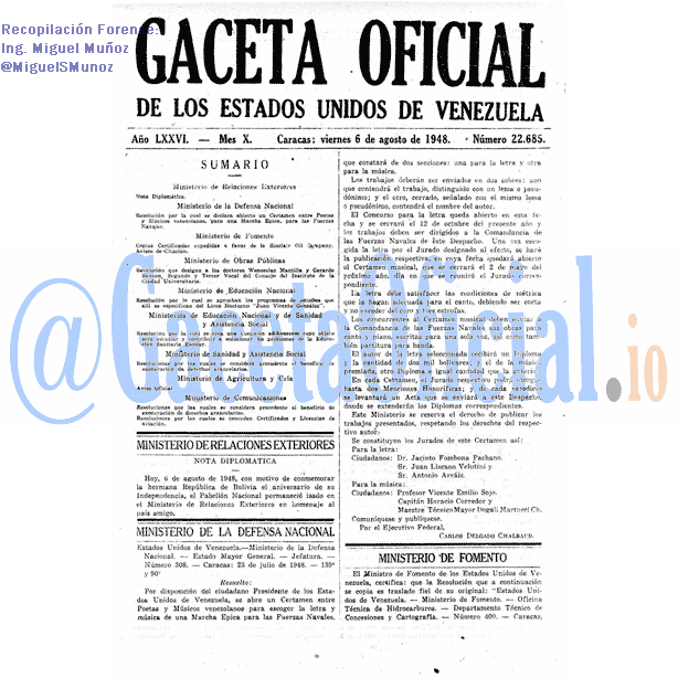 Gaceta Oficial 22685 del 6 Agosto 1948
