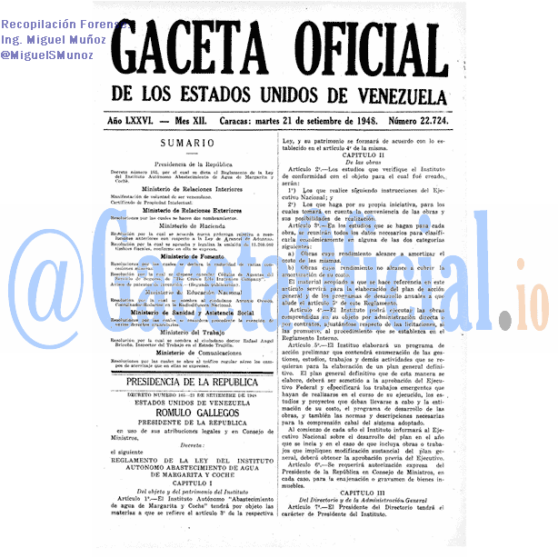 Gaceta Oficial 22724 del 21 Septiembre 1948