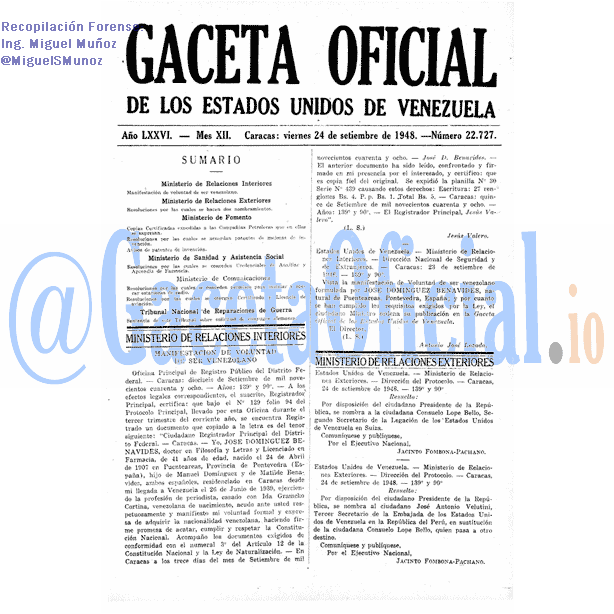 Gaceta Oficial 22727 del 24 Septiembre 1948