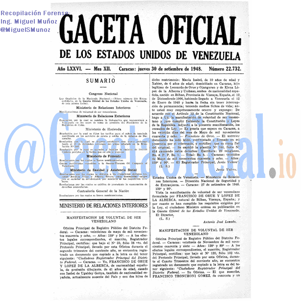 Gaceta Oficial 22732 del 30 Septiembre 1948