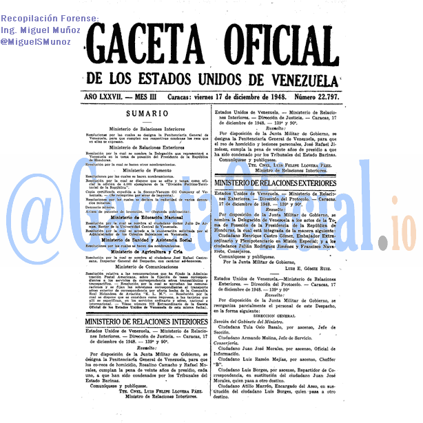 Gaceta Oficial 22797 del 17 Diciembre 1948