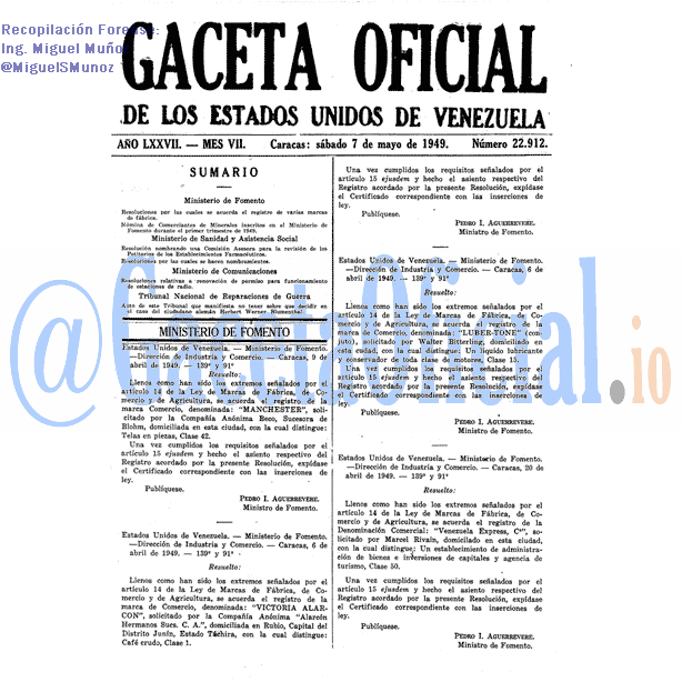 Gaceta Oficial 22912 del 7 Mayo 1949