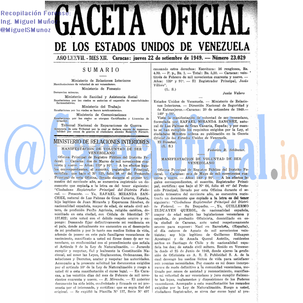Gaceta Oficial 23029 del 22 Septiembre 1949