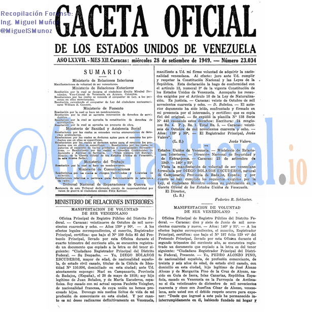 Gaceta Oficial 23034 del 28 Septiembre 1949