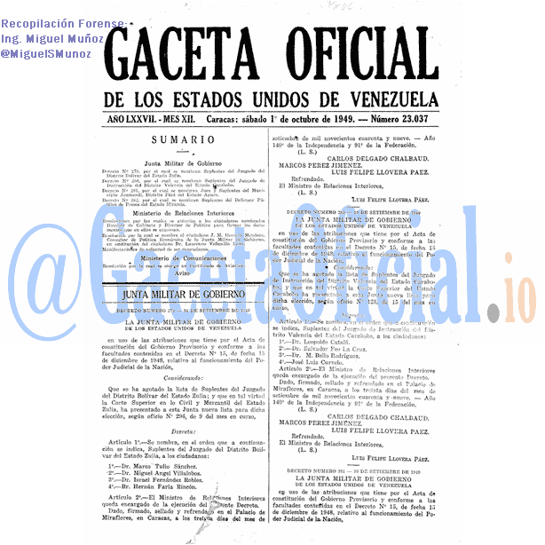 Gaceta Oficial 23037 del 1 Octubre 1949