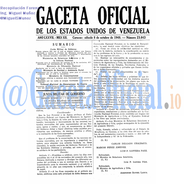 Gaceta Oficial 23043 del 8 Octubre 1949