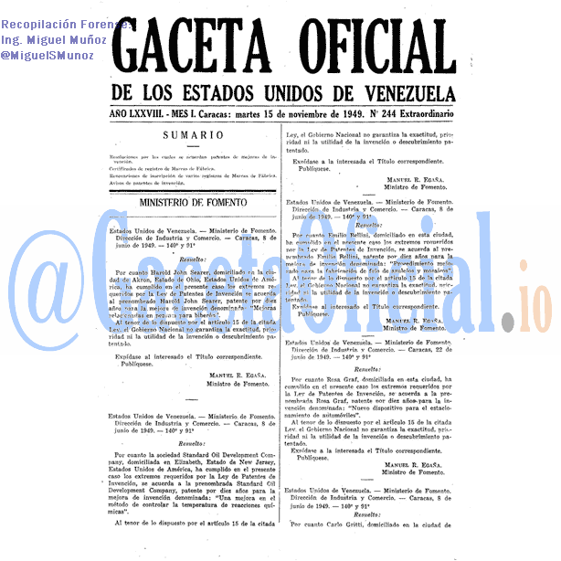 Gaceta Oficial 244 del 15 Noviembre 1949