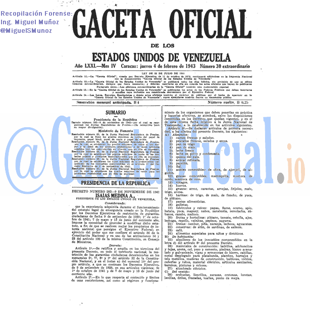 Gaceta Oficial 30 del 4 Febrero 1943