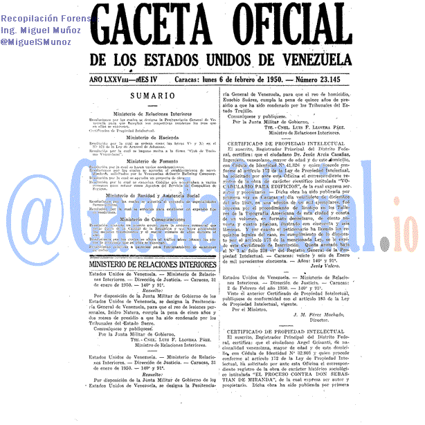 Gaceta Oficial 23145 del 6 Febrero 1950