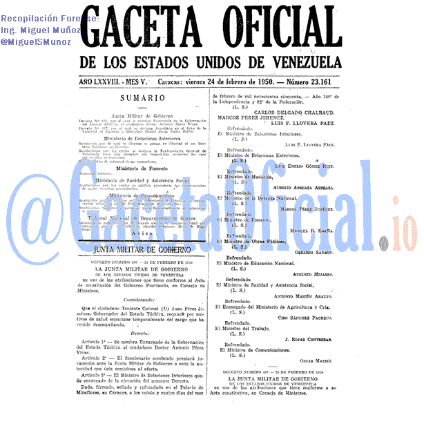 Gaceta Oficial 23161 del 24 Febrero 1950