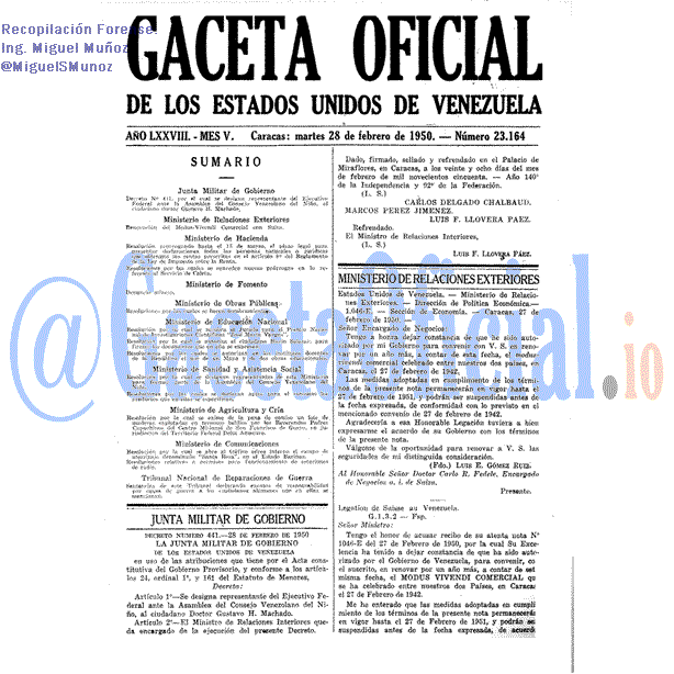 Gaceta Oficial 23164 del 28 Febrero 1950