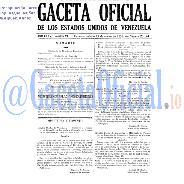 Gaceta Oficial 23174 del 11 Marzo 1950