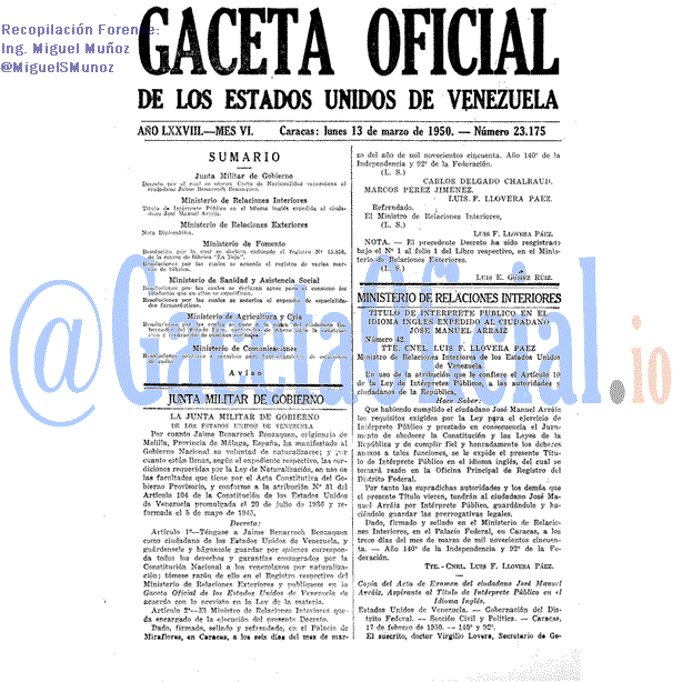 Gaceta Oficial 23175 del 13 Marzo 1950