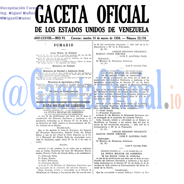 Gaceta Oficial 23176 del 14 Marzo 1950