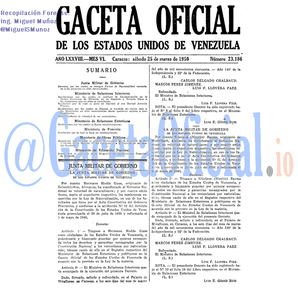 Gaceta Oficial 23186 del 25 Marzo 1950