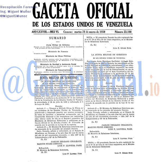 Gaceta Oficial 23188 del 28 Marzo 1950