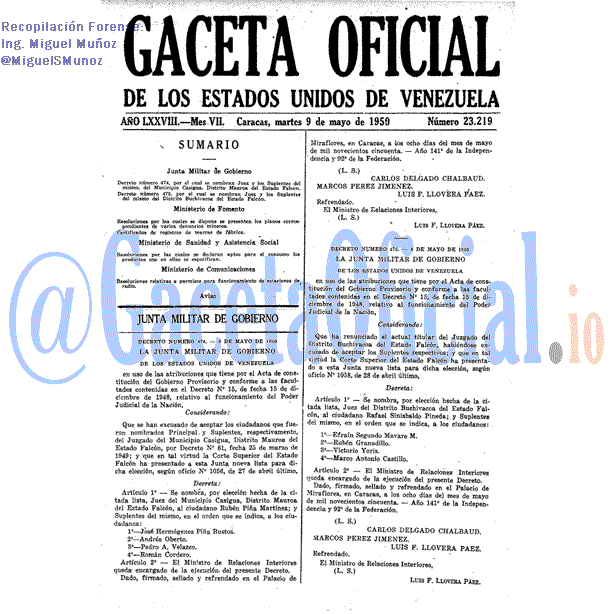 Gaceta Oficial 23219 del 9 Mayo 1950