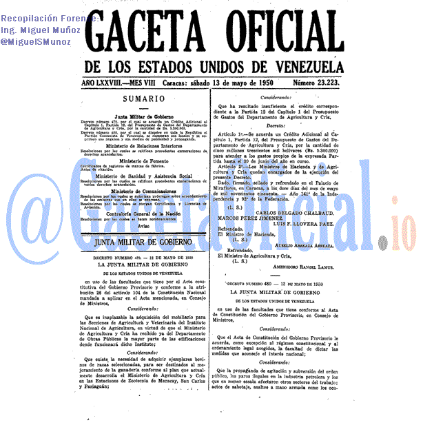 Gaceta Oficial 23223 del 13 Mayo 1950