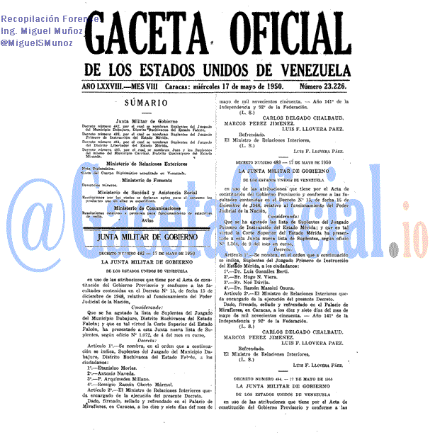 Gaceta Oficial 23226 del 17 Mayo 1950