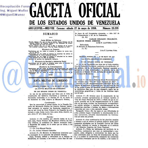 Gaceta Oficial 23235 del 27 Mayo 1950