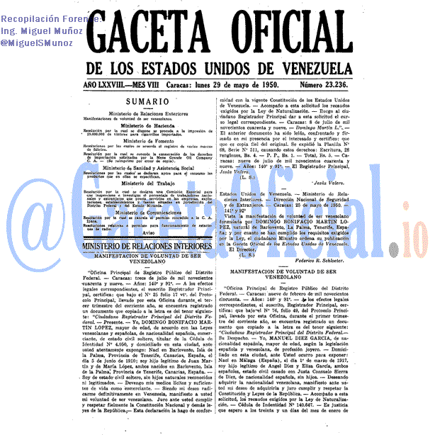Gaceta Oficial 23236 del 29 Mayo 1950
