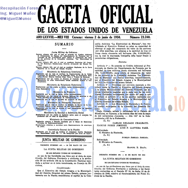 Gaceta Oficial 23240 del 2 Junio 1950
