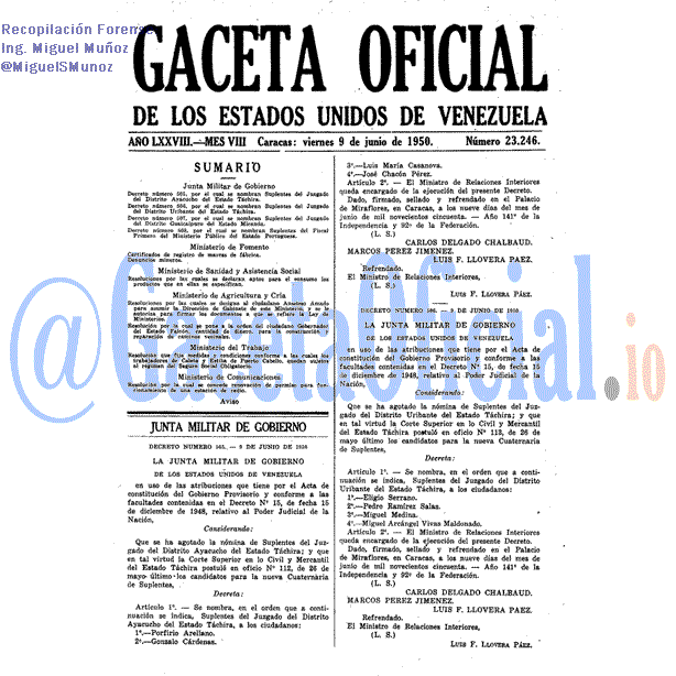 Gaceta Oficial 23246 del 9 Junio 1950