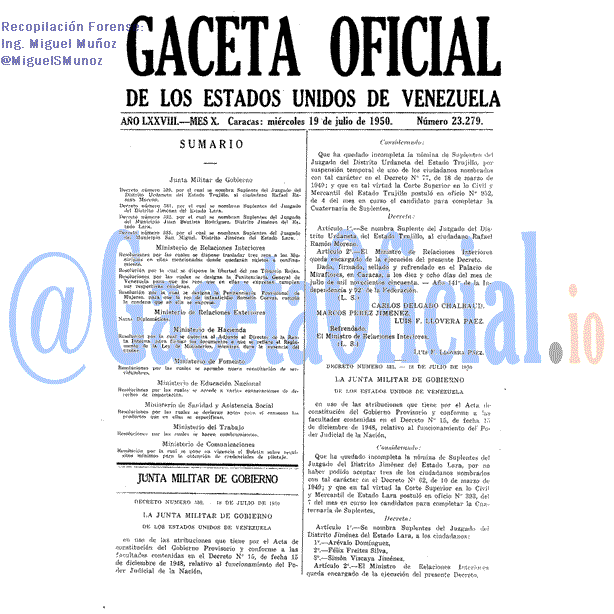Gaceta Oficial 23279 del 19 Julio 1950