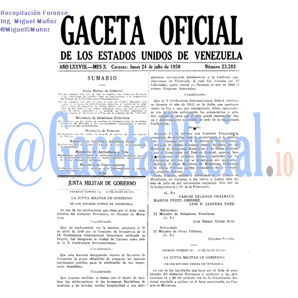 Gaceta Oficial 23283 del 24 Julio 1950