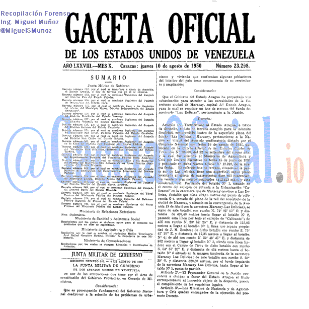 Gaceta Oficial 23298 del 10 Agosto 1950
