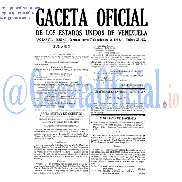 Gaceta Oficial 23322 del 7 Septiembre 1950