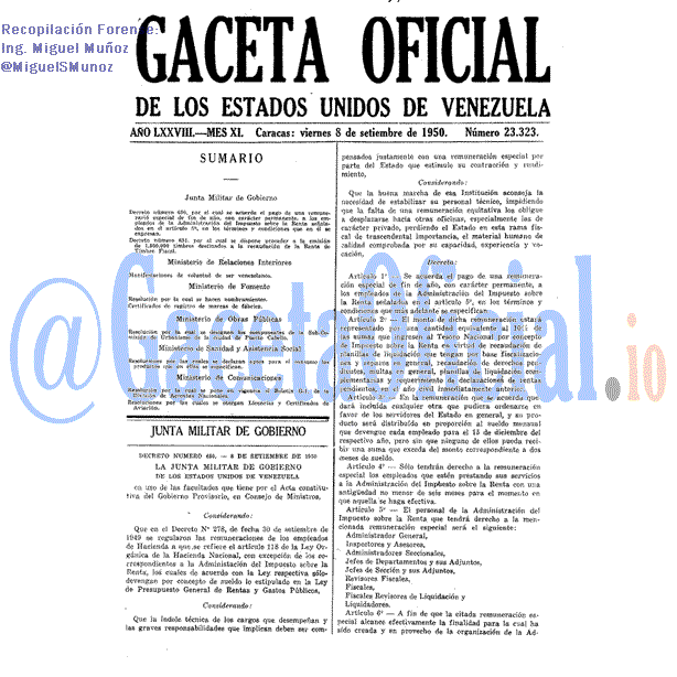Gaceta Oficial 23323 del 8 Septiembre 1950