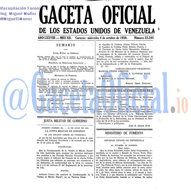 Gaceta Oficial 23345 del 4 Octubre 1950