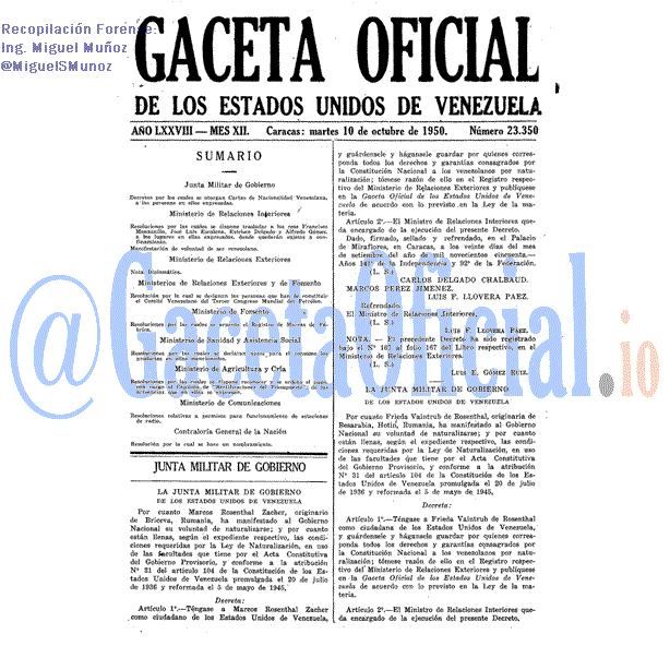 Gaceta Oficial 23350 del 10 Octubre 1950