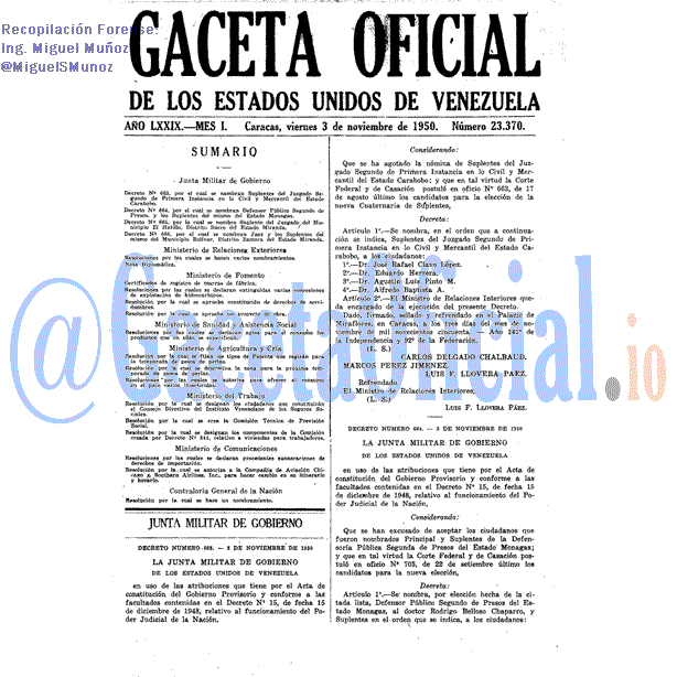 Gaceta Oficial 23370 del 3 Noviembre 1950