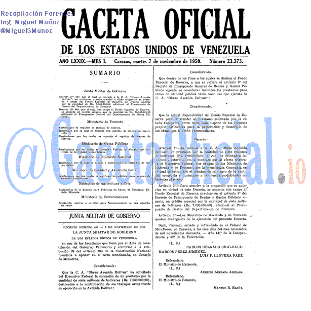 Gaceta Oficial 23373 del 7 Noviembre 1950