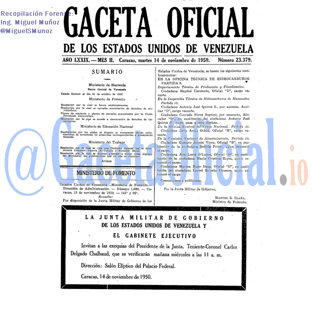 Gaceta Oficial 23379 del 14 Noviembre 1950